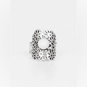 White bead dots and silver ring*